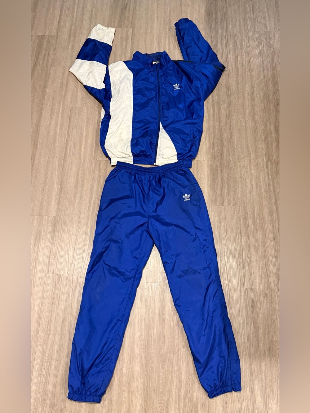 Vintage adidas Men's Colorblock Tracksuit Set Navy White Jacket Pants Size M